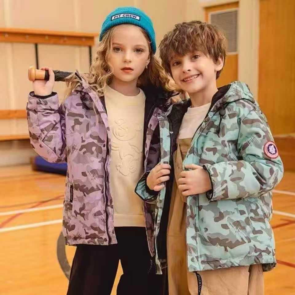 🌟新款儿童羽绒服派克服迷彩中长款冬季加厚保暖男女童潮外套，独立包装，码数110-160，15000件，全清29.9分货➕1