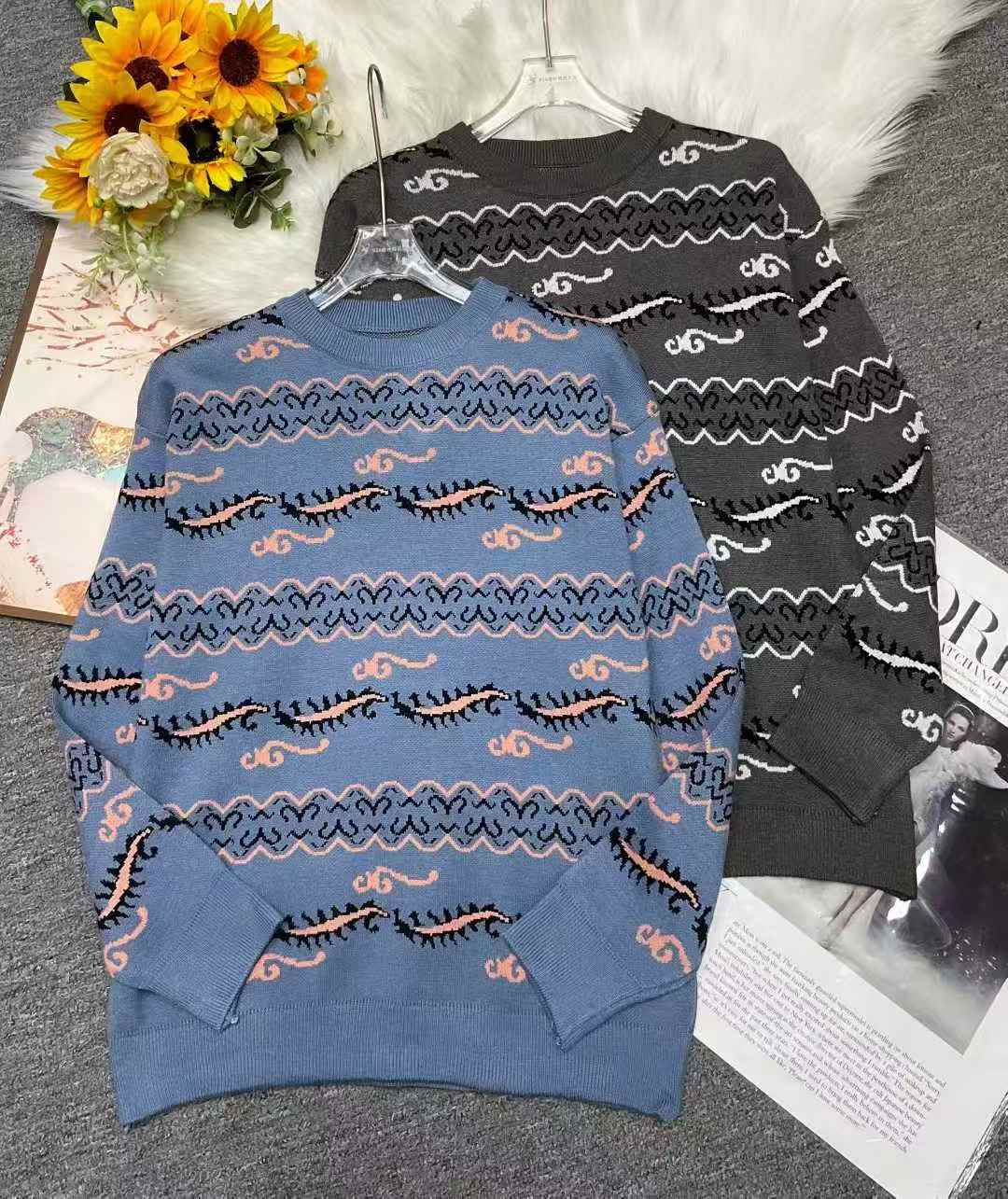 秋冬季新款圆领韩版宽松百搭提花包芯纱套头毛衣，独立包装，均码面料软糯厚实弹力大，205件，全清9.9元超低价秒杀！
